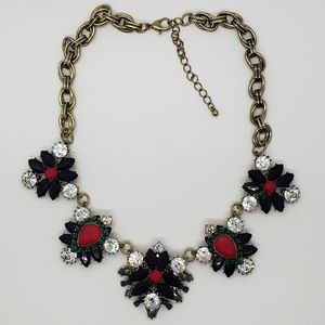 Vintage Multi Color Crystals Statement Necklace